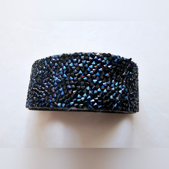 Blue sparkle textured faux stone wrist band bracelet - Picture 1 of 7
